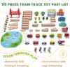 imageTiny Land 110PCS Wooden Train Set  Toy Train with Tracks for Kids Ages 37 Compatible with Major Brands Ideal Railway Playset for Boys and Girls Great Birthday110PCS Train Set