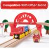 imageTiny Land 110PCS Wooden Train Set  Toy Train with Tracks for Kids Ages 37 Compatible with Major Brands Ideal Railway Playset for Boys and Girls Great BirthdayWooden Train Set