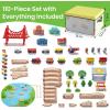 imageTiny Land 110pcs Wooden Train Set with Folding Storage Box Wooden Train Track Toy for Boys ampamp Girls Age 37 Includes Convenient Storage110PCS Train Set  Folding Storage Box