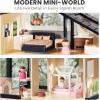 imageTiny Land Doll House Modern Family Dollhouse with Realistic Design Wooden Dollhouse with 53Pcs Furniture  Ideal Gift for Kids Ages 3