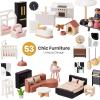 imageTiny Land Doll House Modern Family Dollhouse with Realistic Design Wooden Dollhouse with 53Pcs Furniture  Ideal Gift for Kids Ages 3