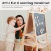 imageTiny Land Easel for Kids DoubleSided Magnetic Easel Adjustable Wooden Kids Art Easel with Paper Roll LearningToy for 345678 Years Old Boy ampamp Girls
