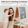imageTiny Land Easel for Kids DoubleSided Magnetic Easel with Drawing Accessories Adjustable Wooden Kids Art Easel with Paper Roll LearningToy for 345678 Years Old Boy ampamp Girls GreenGreen