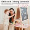 imageTiny Land Easel for Kids DoubleSided Magnetic Easel with Drawing Accessories Adjustable Wooden Kids Art Easel with Paper Roll LearningToy for 345678 Years Old Boy ampamp Girls GreenPink