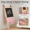 imageTiny Land Easel for Kids DoubleSided Magnetic Easel with Drawing Accessories Adjustable Wooden Kids Art Easel with Paper Roll LearningToy for 345678 Years Old Boy ampamp Girls GreenPink