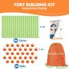 imageTiny Land Fort Building Kit Creative Fort Indoor Outdoor for 512 Years Old Boys and Girls STEM Building Toys with Storage Bag DIY Castles Tunnels with 86 Rods and 44 BallsOrangegreen