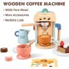 imageTiny Land Kids Coffee Maker Wooden Kitchen Toys  17Pcs Toy Coffee Maker Playset  Wooden Play Toys Play Kitchen Accessories for Girls ampamp Boys