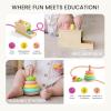 imageTiny Land Montessori Toy Set for Babies 79 Months Senser Play Kit  5in1 Wooden Learning Toys with Object Permanence Box Sensory Ball Stacking Cups and Mirror PuzzleBody Board Book1012M Educational Box