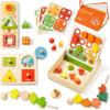 imageTiny Land Montessori Toy Set for Babies 79 Months Senser Play Kit  5in1 Wooden Learning Toys with Object Permanence Box Sensory Ball Stacking Cups and Mirror PuzzleBody Board Book1824M Educational Box