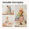 imageTiny Land Pikler Triangle Set 7in1 Foldable Pikler Triangle Climbing Toys Set for KidsBaby Indoor Playground Jungle Gym Wooden Montessori Climbing Set for Toddler RainbowRainbow