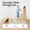imageTiny Land Pikler Triangle Set 7in1 Foldable Pikler Triangle Climbing Toys Set for KidsBaby Indoor Playground Jungle Gym Wooden Montessori Climbing Set for Toddler RainbowNatural Wood Color