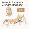 imageTiny Land Pikler Triangle Set 7in1 Foldable Pikler Triangle Climbing Toys Set for KidsBaby Indoor Playground Jungle Gym Wooden Montessori Climbing Set for Toddler RainbowRainbow