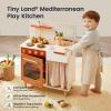 imageTiny Land Play Kitchen Kids Kitchen Playset Toddler Kitchen with Cutting Food Set Wooden Kitchen Sets for Kids Best Gift for Girls and BoysWarm Brown