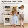 imageTiny Land Play Kitchen for Kids Toy Kitchen Set with Plenty of Play Features New Modern Kids Wooden Play Kitchen Designed in Trendy Home Style with Curtains Gift for Ages 3White Play Kitchen