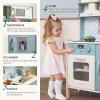 imageTiny Land Play Kitchen for Kids Wooden Kids Play Kitchen Playset Chef Pretend Play Set for Toddlers with Real Lights ampamp Sounds Toys Kitchen with 18 Pcs Toy Food ampamp Cookware AccessoriesBlue