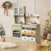 imageTiny Land Play Kitchen for Kids Wooden Toy Kitchen Set with Storage ampamp Accessories Toddler Kitchen Playset with Stove ampamp Sink Kids Kitchen Playset Gift for Ages 38Green