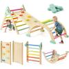 imageTiny Land Pikler Triangle Set7in1 Foldable Montessori Toddler Climbing Toys Indoor Wooden Playground Jungle Gym for Kids Climber Gift for Boys ampamp Girls Toddler Climbing Toys MorandiRainbow