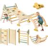 imageTiny Land Pikler Triangle Set7in1 Foldable Montessori Toddler Climbing Toys Indoor Wooden Playground Jungle Gym for Kids Climber Gift for Boys ampamp Girls Toddler Climbing Toys MorandiMorandi