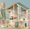 imageTiny Land Wooden Dollhouse for Girls  6 Rooms Wooden Doll House DIY Pretend Doll House with 31Pcs Furniture Accessories Creative Gift for Girl Ages 3Green
