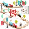 imageTiny Land Wooden Train Set for Toddler  39 Pcs with Wooden Tracks Compatible with Major Brands  Expandable ChangeableTrain Toy for 3 4 5 Years Old Girls ampamp Boys39pcs Wooden Train Set
