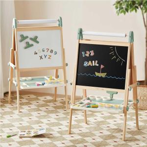 imageTiny Land Easel for Kids DoubleSided Magnetic Easel with Drawing Accessories Adjustable Wooden Kids Art Easel with Paper Roll LearningToy for 345678 Years Old Boy ampamp Girls GreenGreen