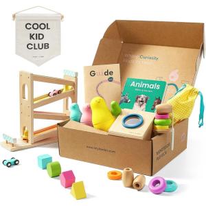 imageTiny Land Montessori Toy Set for Babies 79 Months Senser Play Kit  5in1 Wooden Learning Toys with Object Permanence Box Sensory Ball Stacking Cups and Mirror PuzzleBody Board Book1618M Educational Box