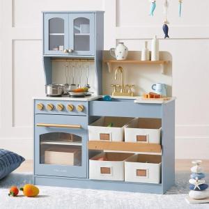 imageTiny Land Play Kitchen for Kids Wooden Toy Kitchen Set with Storage ampamp Accessories Toddler Kitchen Playset with Stove ampamp Sink Kids Kitchen Playset Gift for Ages 38Blue