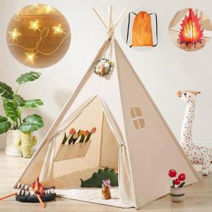 imageTiny Land Teepee Tent for Kids with Star Lights Foldable Play Tent for Girls ampamp Boys Washable Indoor Toddler Tent Cozy Warm Reading Nook ampamp Room DecorOffwhite Kids Teepee