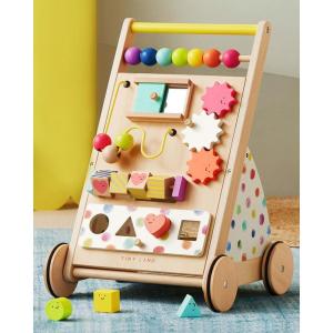imageTiny Land Wooden Baby Walker Adjustable Speed Baby Push Walker for Boys and Girls Montessori Activity Center Push Toy for Kids Development RainbowRainbow