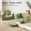 imageTiny Land 2in1 Foldable Kids Couch with Pockets  Soft Thick Toddler Sofa Lounger Couch Convertible Kids Chair for Playroom Bedroom or Living Room Gift for Boys amp GirlsGreenGreen