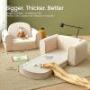 imageTiny Land 2in1 Foldable Kids Couch with Pockets  Soft Thick Toddler Sofa Lounger Couch Convertible Kids Chair for Playroom Bedroom or Living Room Gift for Boys amp GirlsGreenBeige
