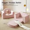imageTiny Land 2in1 Foldable Kids Couch with Pockets  Soft Thick Toddler Sofa Lounger Couch Convertible Kids Chair for Playroom Bedroom or Living Room Gift for Boys amp GirlsGreenPink