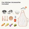imageTiny Land Play Kitchen for Kids Wooden Farmhouse Kitchen Playset Chef Pretend Play Set for Toddlers wReal Lights amp Sounds Toys Kitchen with 18 Pcs Toy Food amp Cookware Accessories Sage GreenGreen