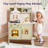 imageTiny Land Play Kitchen for Kids Wooden Farmhouse Kitchen Playset Chef Pretend Play Set for Toddlers wReal Lights amp Sounds Toys Kitchen with 18 Pcs Toy Food amp Cookware Accessories Sage GreenGreen