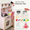 imageTiny Land Play Kitchen for Kids Wooden Farmhouse Kitchen Playset Chef Pretend Play Set for Toddlers wReal Lights amp Sounds Toys Kitchen with 18 Pcs Toy Food amp Cookware Accessories Sage GreenPink