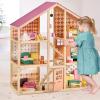 imageTiny Land Wooden Dollhouse for Girls  6 Rooms Wooden Doll House DIY Pretend Doll House with 31Pcs Furniture Accessories Creative Gift for Girl Ages 3 Dusty Pink