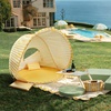 image:imageTiny Land Baby Beach Tent  Pop Up Tent with UV Protection Portable Baby Beach Essentials 354x276x315 Sun Shelter for Infants Baby Summer Outdoor Use Light Blue GinghamPastel Yellow Stripes