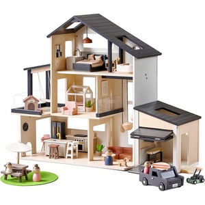 image:imageTiny Land Modern Family Dollhouse amp Wooden Dollhouse Garage Toy Set