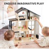 image:imageTiny Land Wooden Doll House Modern Family Dollhouse with Realistic Design 7 Rooms Dollhouse with 49 PCS Accessories Montessori Pretend Play Toddler Toy Ideal Gift for Kids Ages 3 GreenBlack