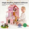 image:imageTiny Land Wooden Doll House Modern Family Dollhouse with Realistic Design 7 Rooms Dollhouse with 49 PCS Accessories Montessori Pretend Play Toddler Toy Ideal Gift for Kids Ages 3 GreenPink