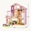 image:imageTiny Land Wooden Doll House Modern Family Dollhouse with Realistic Design 7 Rooms Dollhouse with 49 PCS Accessories Montessori Pretend Play Toddler Toy Ideal Gift for Kids Ages 3 GreenPink