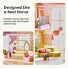 image:imageTiny Land Wooden Doll House Modern Family Dollhouse with Realistic Design 7 Rooms Dollhouse with 49 PCS Accessories Montessori Pretend Play Toddler Toy Ideal Gift for Kids Ages 3 GreenPink