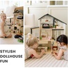 image:imageTiny Land Wooden Doll House Modern Family Dollhouse with Realistic Design 7 Rooms Dollhouse with 49 PCS Accessories Montessori Pretend Play Toddler Toy Ideal Gift for Kids Ages 3 GreenBlack