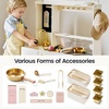 image:imageTiny Land BistroSwitch Play Kitchen 2in1 Wooden Bistro amp Home Kitchen Playset with Magnetic Chalkboard Fridge Storage Oven Stove Sink amp Cookware Toy Kitchen Set for Kids Ages 38 Gift GreenWhite