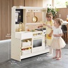 image:imageTiny Land BistroSwitch Play Kitchen 2in1 Wooden Bistro amp Home Kitchen Playset with Magnetic Chalkboard Fridge Storage Oven Stove Sink amp Cookware Toy Kitchen Set for Kids Ages 38 Gift GreenWhite