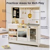 image:imageTiny Land BistroSwitch Play Kitchen 2in1 Wooden Bistro amp Home Kitchen Playset with Magnetic Chalkboard Fridge Storage Oven Stove Sink amp Cookware Toy Kitchen Set for Kids Ages 38 Gift GreenWhite