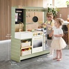 image:imageTiny Land BistroSwitch Play Kitchen 2in1 Wooden Bistro amp Home Kitchen Playset with Magnetic Chalkboard Fridge Storage Oven Stove Sink amp Cookware Toy Kitchen Set for Kids Ages 38 Gift GreenGreen