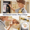 image:imageTiny Land BistroSwitch Play Kitchen 2in1 Wooden Bistro amp Home Kitchen Playset with Magnetic Chalkboard Fridge Storage Oven Stove Sink amp Cookware Toy Kitchen Set for Kids Ages 38 Gift GreenWhite