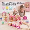 image:imageTiny Land Wooden Train Set for Girls 38PCS Unicorn Princess Train Set with Castle Bridge amp Royal Accessories Pink Fantasy Train Track Set Gift for Toddlers Girl Toys Ages 3
