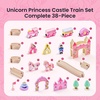 image:imageTiny Land Wooden Train Set for Girls 38PCS Unicorn Princess Train Set with Castle Bridge amp Royal Accessories Pink Fantasy Train Track Set Gift for Toddlers Girl Toys Ages 3